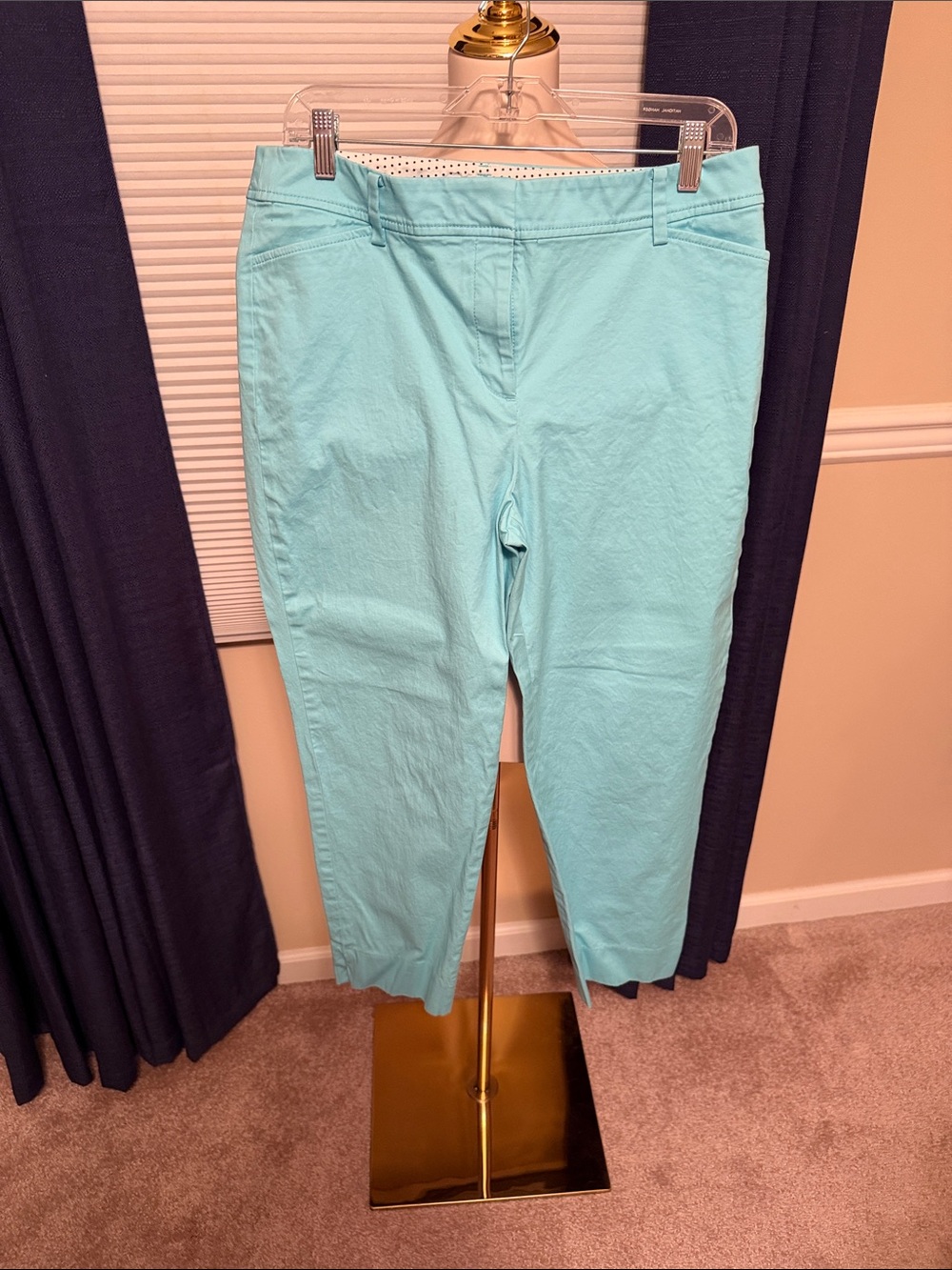Talbots Cropped Aqua Stretch Chino Pants - 10